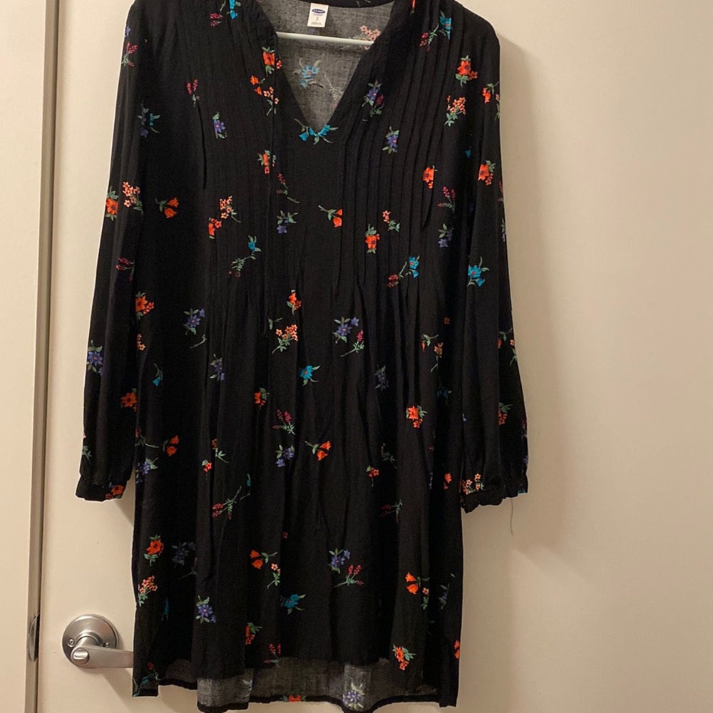 Long sleeve black floral dress